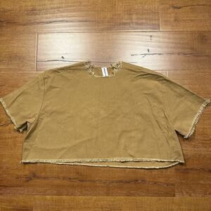 Ashley Rowe Crop Boxy Oversized Shirt Womens OS Brown Canvas Cotton USA Avant